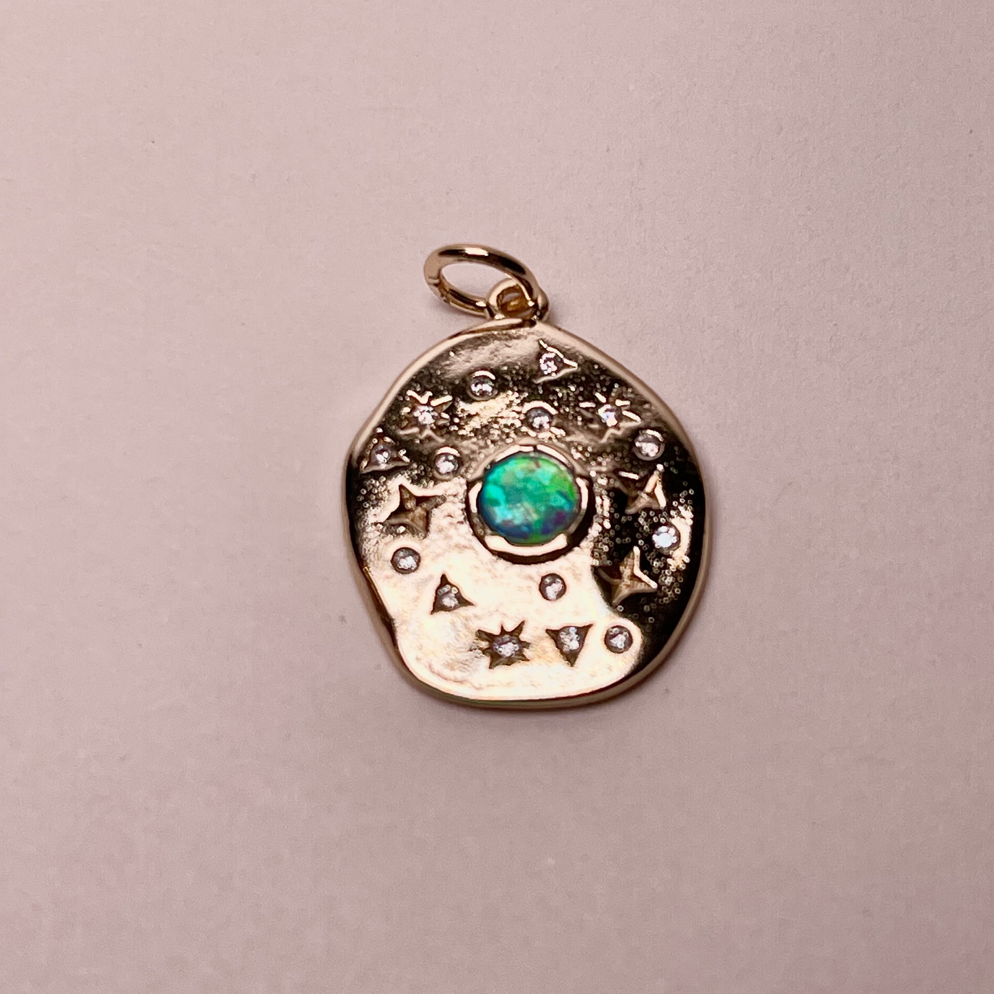 "Lucid Dreaming Anchor" Starburst 18K Gold Plated Over Bass With Opal
