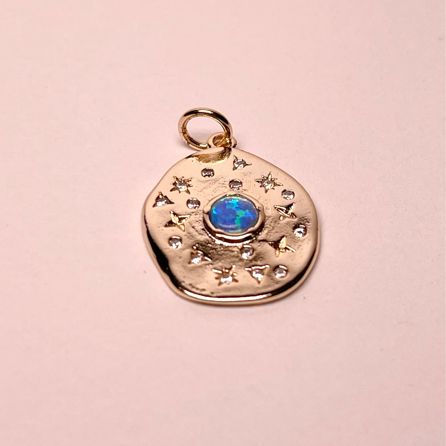 "Lucid Dreaming Anchor" Starburst 18K Gold Plated Over Bass With Opal