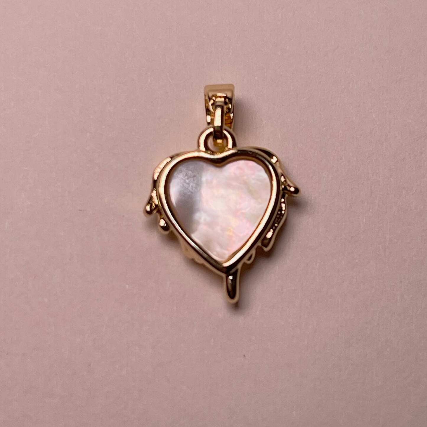 "You melted my heart" Charm 14K Gold Over Brass With Mother Of Pearl