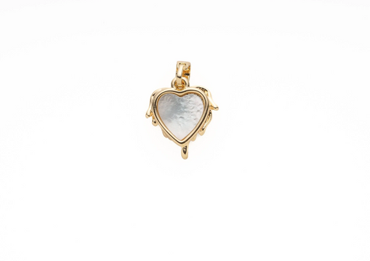 "You melted my heart" Charm 14K Gold Over Brass With Mother Of Pearl